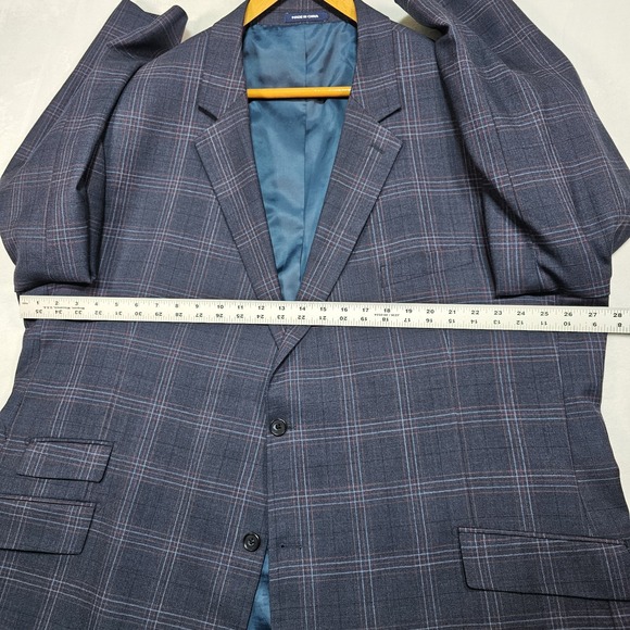 Paul Frederick Blazer Sport Coat Mens 54L Multicolor 100% Wool Plaid Blue Red - Picture 7 of 13